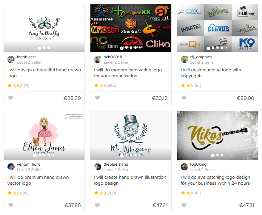 Fiverr logo design category results page