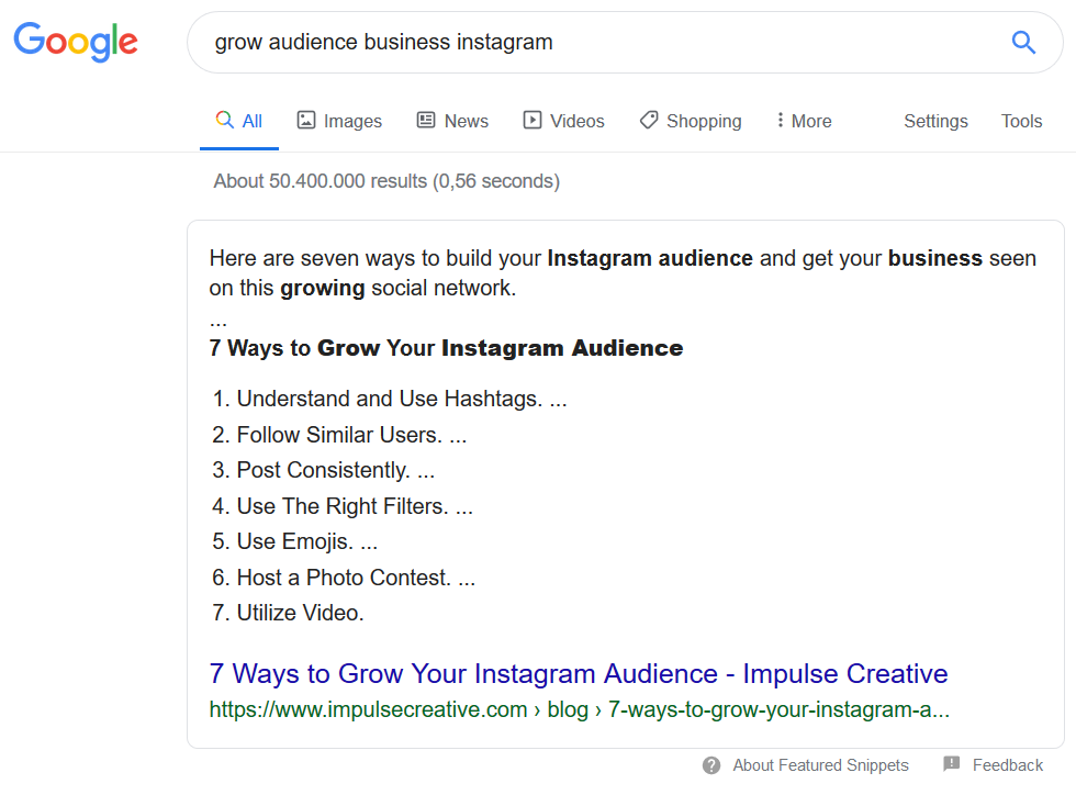 Google search example